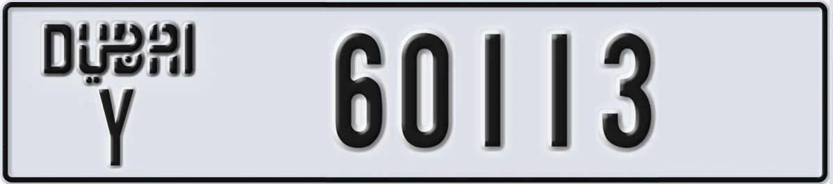 UAE License Plate Dubai Y 60113
