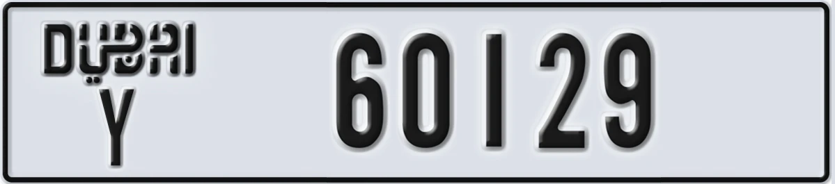 UAE License Plate Dubai Y 60129