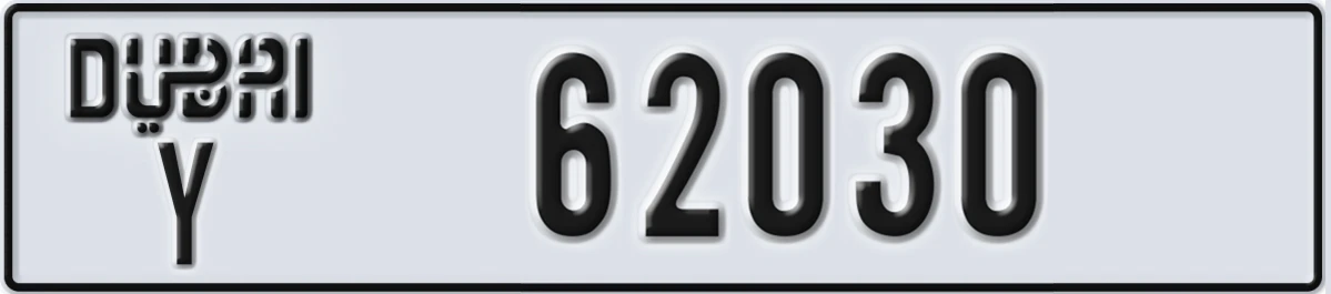 UAE License Plate Dubai Y 62030