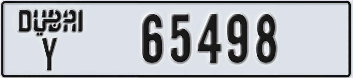 UAE License Plate Dubai Y 65498