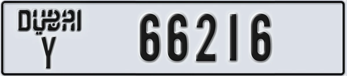 UAE License Plate Dubai Y 66216