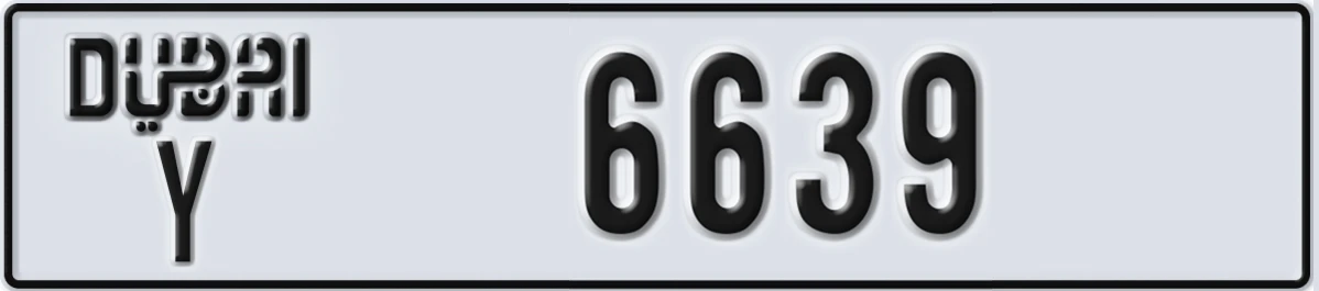UAE License Plate Dubai Y 6639