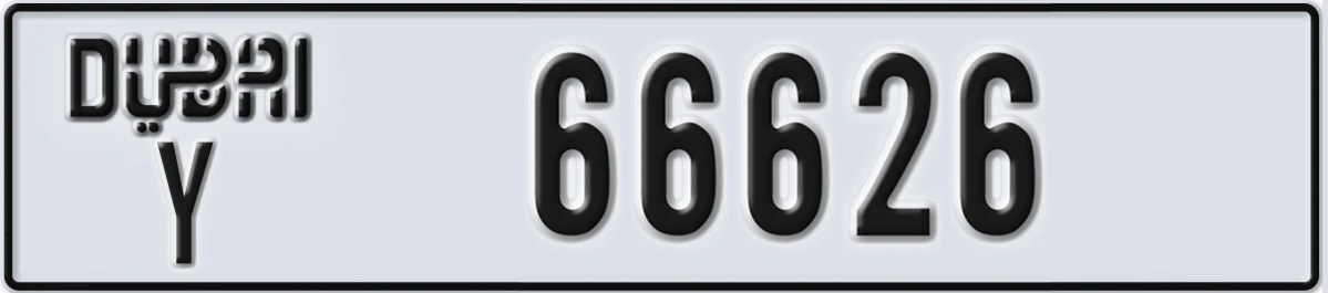 UAE License Plate Dubai Y 66626