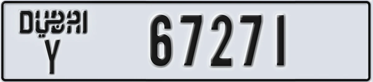 UAE License Plate Dubai Y 67271