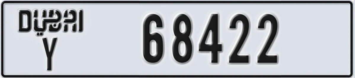 UAE License Plate Dubai Y 68422