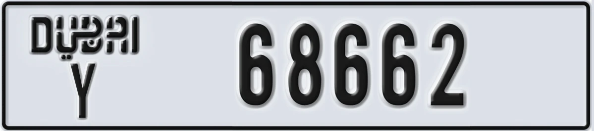 UAE License Plate Dubai Y 68662