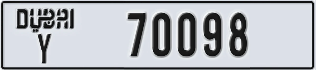 UAE License Plate Dubai Y 70098