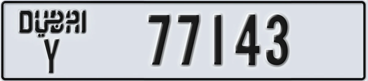 UAE License Plate Dubai Y 77143