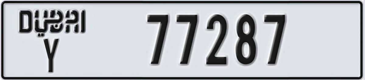 UAE License Plate Dubai Y 77287