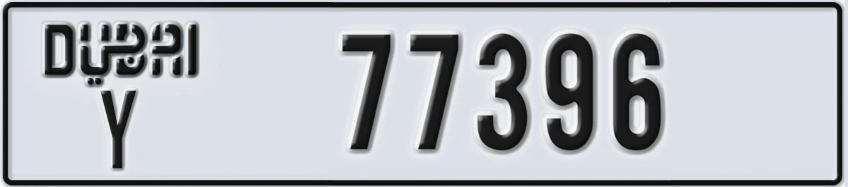 UAE License Plate Dubai Y 77396