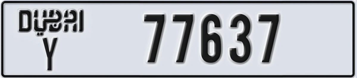 UAE License Plate Dubai Y 77637