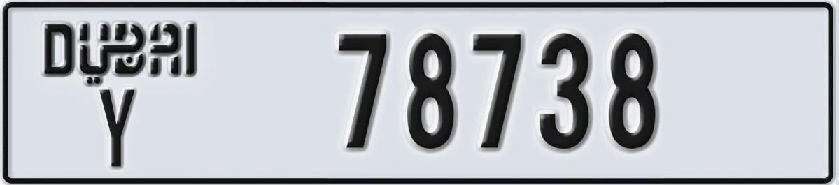 UAE License Plate Dubai Y 78738