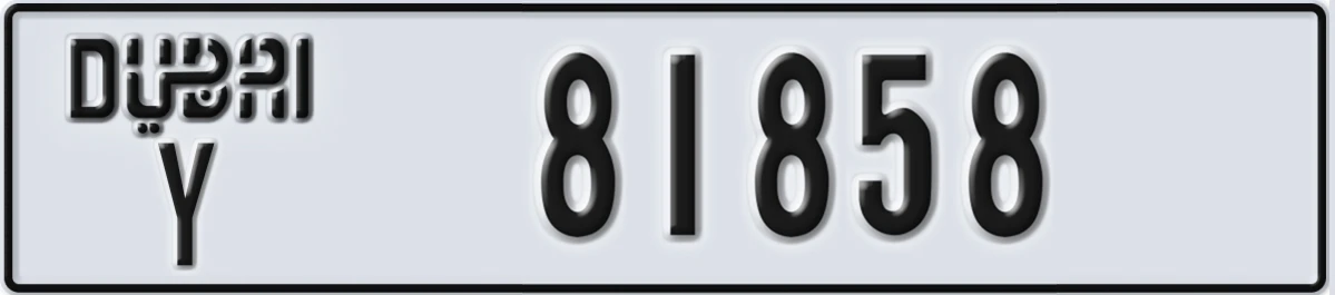 UAE License Plate Dubai Y 81858
