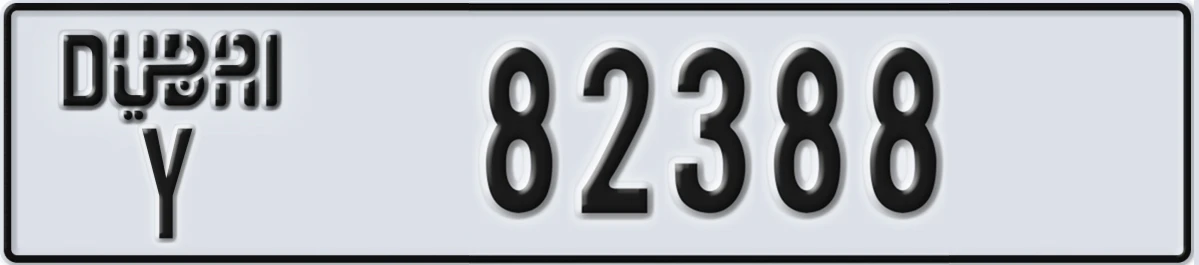 UAE License Plate Dubai Y 82388