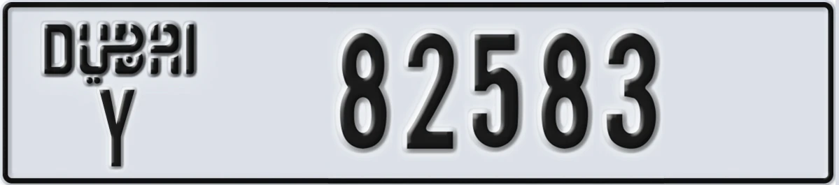 UAE License Plate Dubai Y 82583