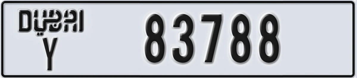 UAE License Plate Dubai Y 83788