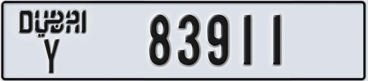UAE License Plate Dubai Y 83911