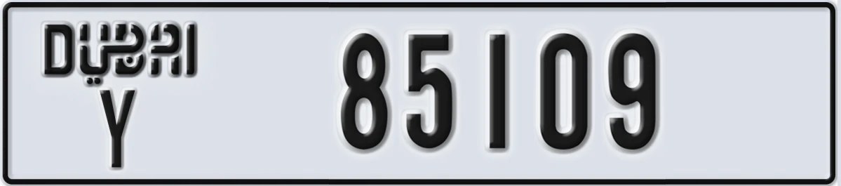 UAE License Plate Dubai Y 85109
