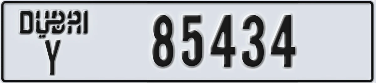 UAE License Plate Dubai Y 85434