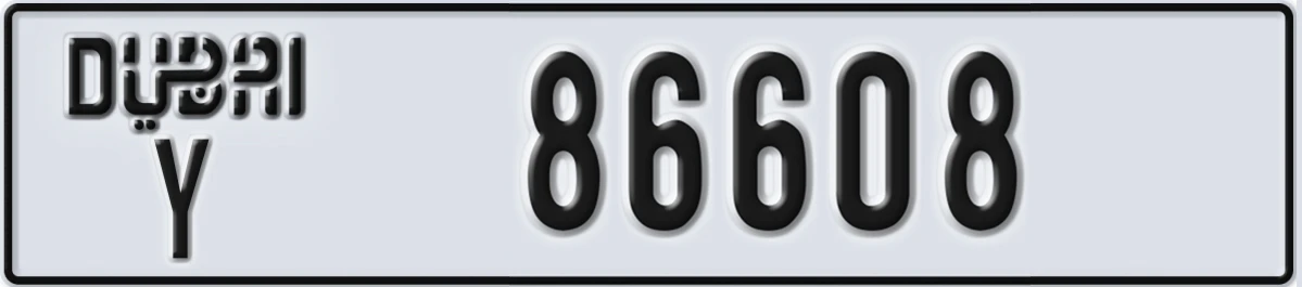 UAE License Plate Dubai Y 86608