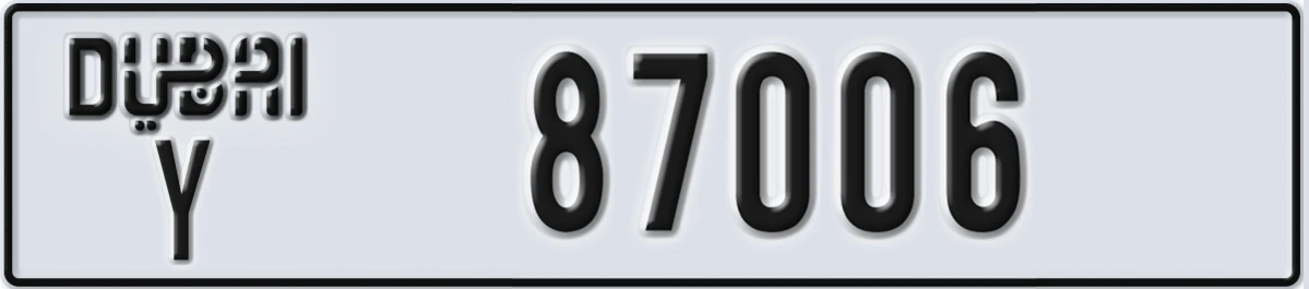 UAE License Plate Dubai Y 87006
