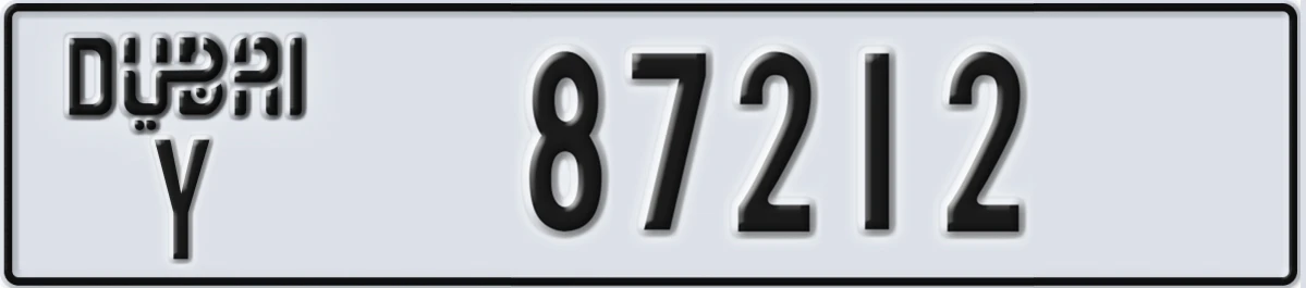 UAE License Plate Dubai Y 87212