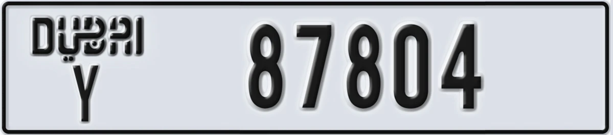 UAE License Plate Dubai Y 87804