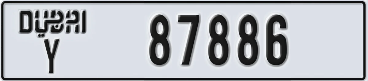 UAE License Plate Dubai Y 87886