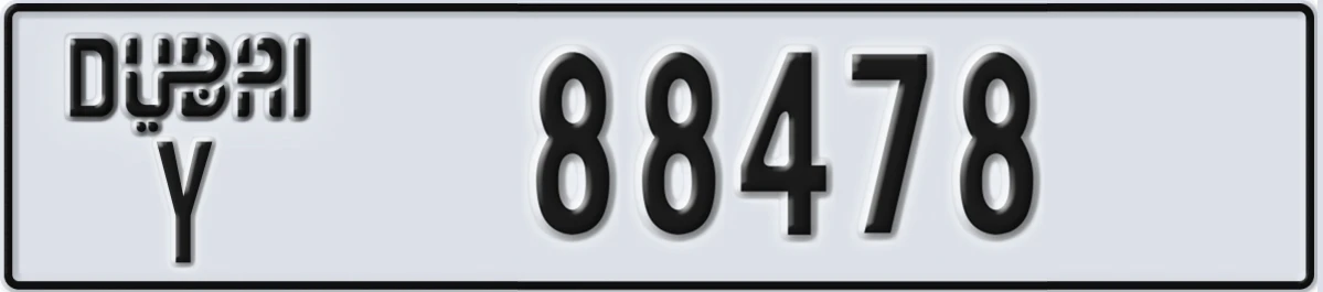 UAE License Plate Dubai Y 88478