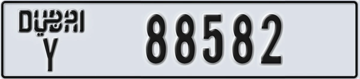 UAE License Plate Dubai Y 88582