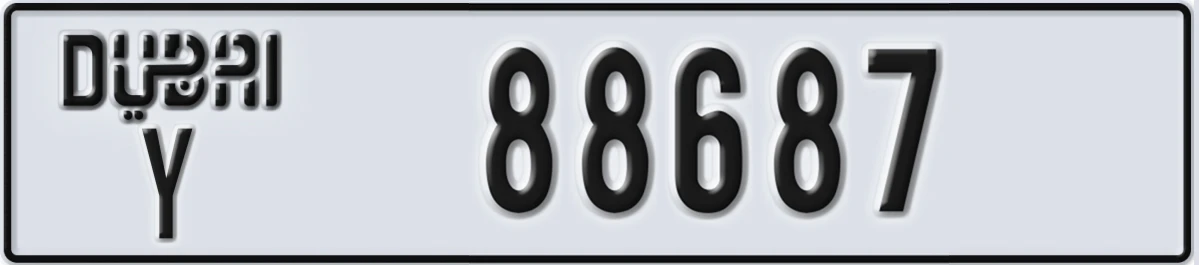 UAE License Plate Dubai Y 88687