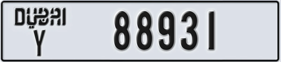 UAE License Plate Dubai Y 88931