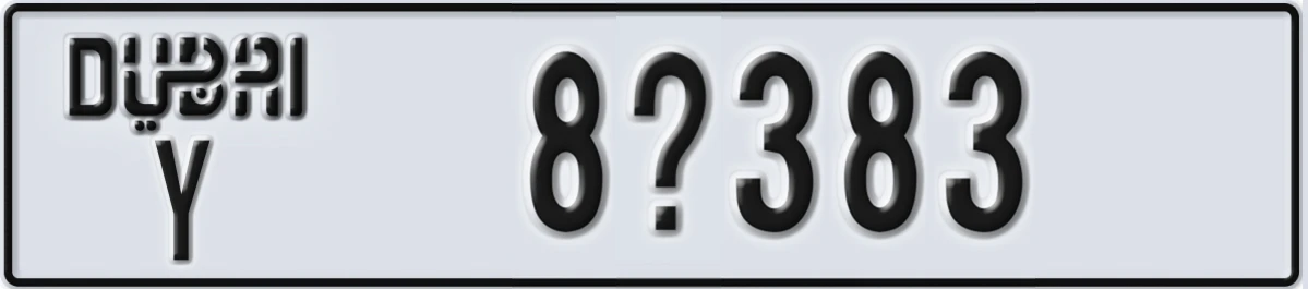 UAE License Plate Dubai Y 8X383