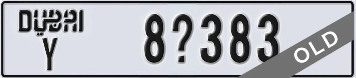 UAE License Plate Dubai Y 8X383