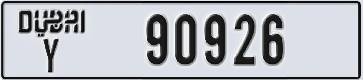 UAE License Plate Dubai Y 90926