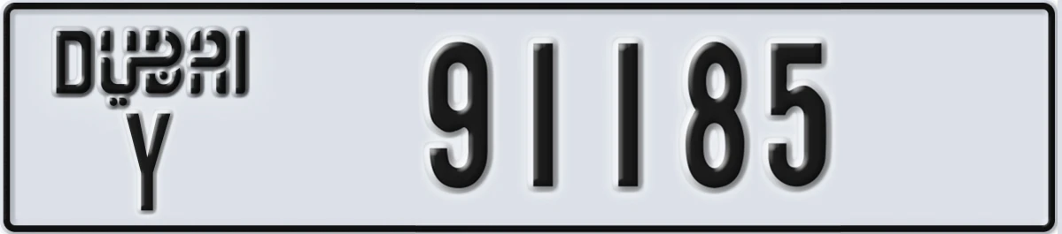 UAE License Plate Dubai Y 91185