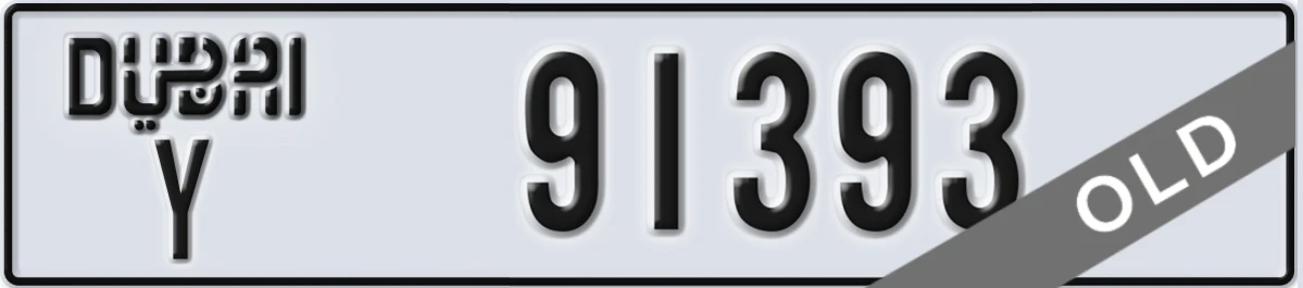 UAE License Plate Dubai Y 91393