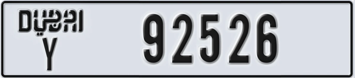 UAE License Plate Dubai Y 92526