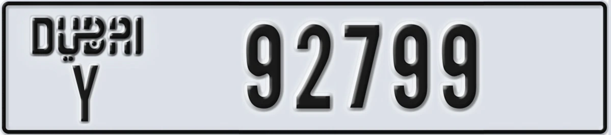 UAE License Plate Dubai Y 92799