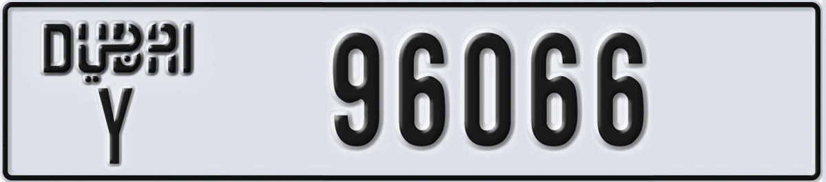 UAE License Plate Dubai Y 96066