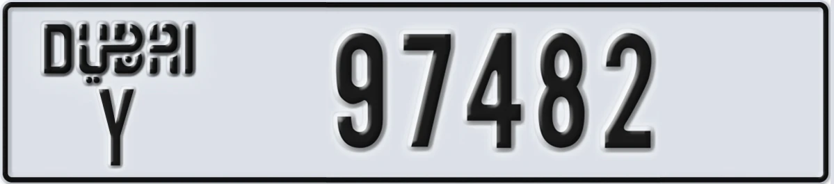 UAE License Plate Dubai Y 97482