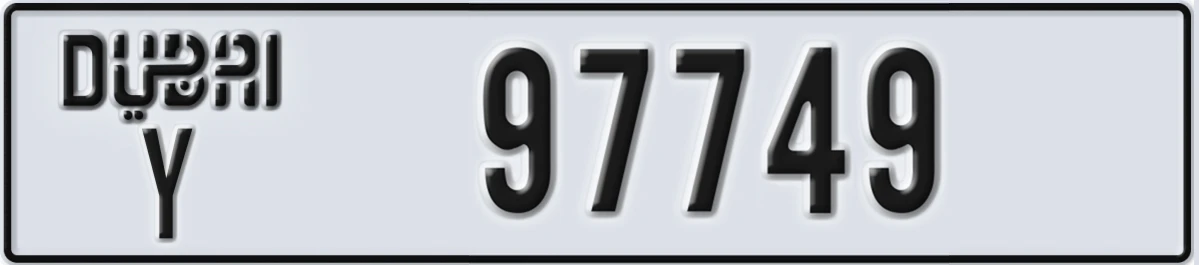 UAE License Plate Dubai Y 97749