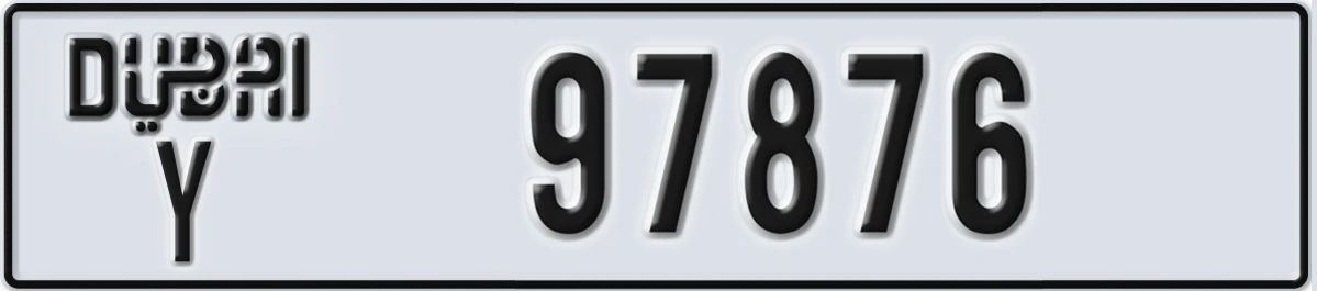 UAE License Plate Dubai Y 97876