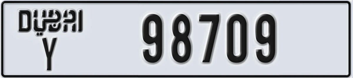 UAE License Plate Dubai Y 98709