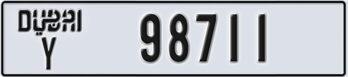 UAE License Plate Dubai Y 98711