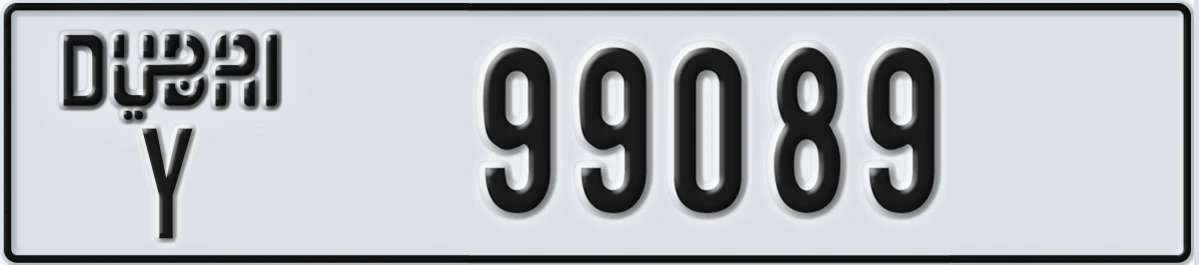 UAE License Plate Dubai Y 99089