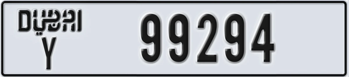 UAE License Plate Dubai Y 99294