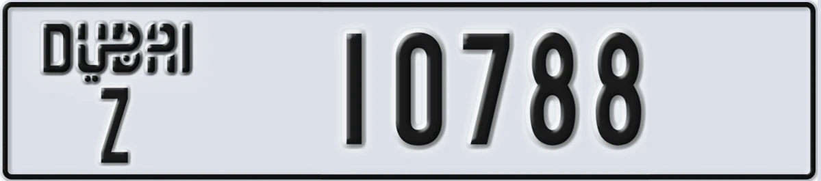 UAE License Plate Dubai Z 10788
