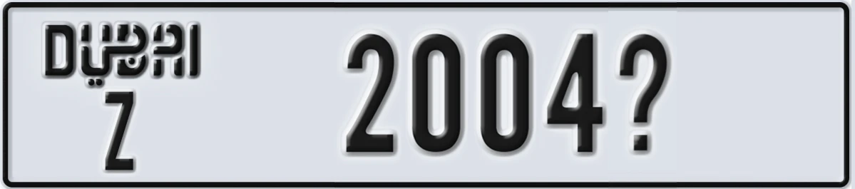 UAE License Plate Dubai Z 2004X