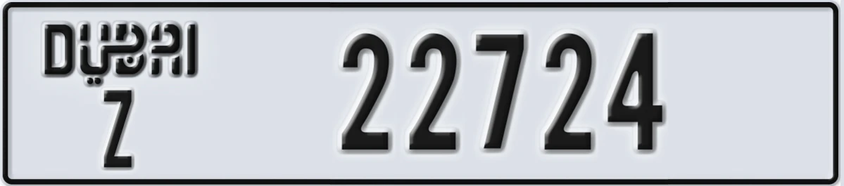 UAE License Plate Dubai Z 22724